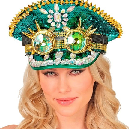 Widmann SRL Pet steampunk met kaleidoscoop bril hoed Gers