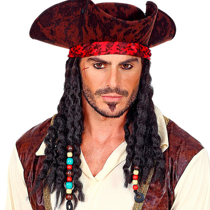 Widmann SRL Piraten hoed met bandana en dreadlocks