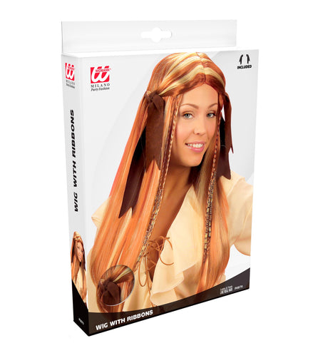 Widmann SRL Piraten pruik blond bruin met vlechtjes