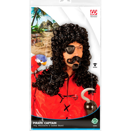 Widmann SRL Piraten pruik zwart met krullen