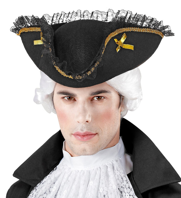 Widmann SRL Piraten tricorn met gouden decoratie en kant