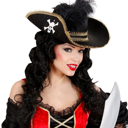 Widmann SRL Piratenhoed dames met schedel en veren