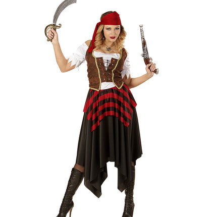 AJGEGJE Piratenkostuum voor dames, middeleeuwse piratenjurk met korset, hoofddoek, piratenhalsketting, tailleketting voor carnaval, feestjes en maskerades, wit, XL AJGEGJE Piratenkostuum voor dames, middeleeuwse piratenjurk met korset, hoofddoek, piratenhalsketting, tailleketting voor carnaval, feestjes en maskerades, wit, XL