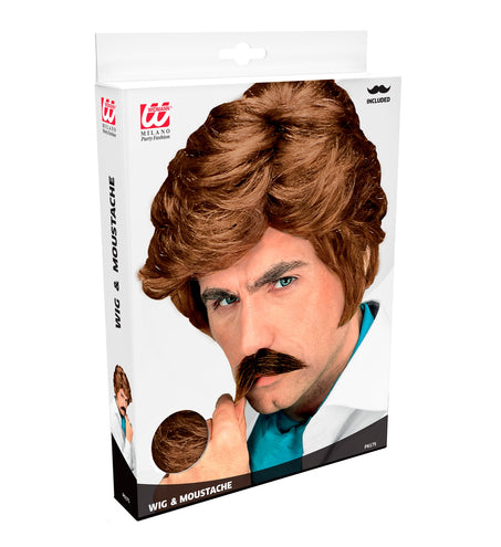 Widmann SRL Playboy pruik met snor blond