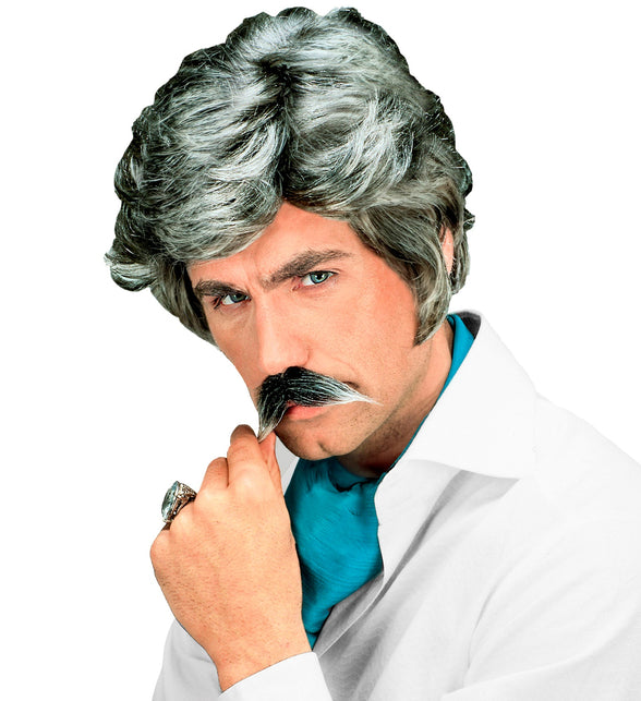 Widmann SRL Playboy pruik met snor grijs