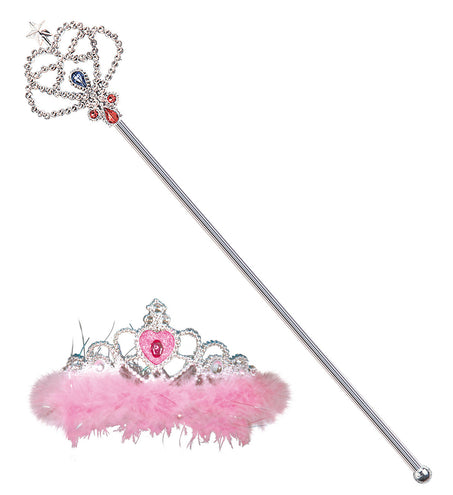 Widmann SRL Prinsessenkroon met stafje en marabou