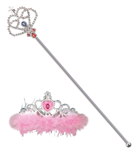 Widmann SRL Prinsessenkroon met stafje en marabou