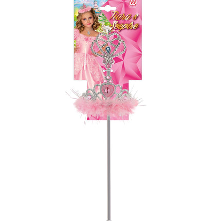 Widmann SRL Prinsessenkroon met stafje en marabou