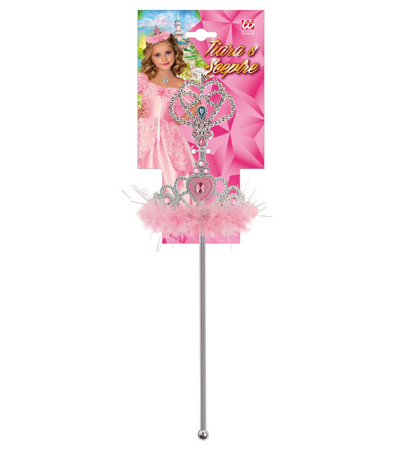 Widmann SRL Prinsessenkroon met stafje en marabou