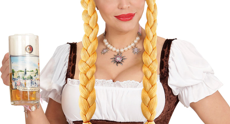 Widmann SRL Pruik blond met lange vlechten