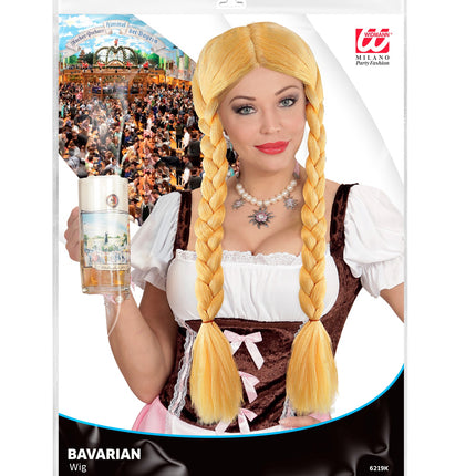 Widmann SRL Pruik blond met lange vlechten