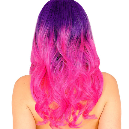 Widmann SRL Pruik dip dye paars roze