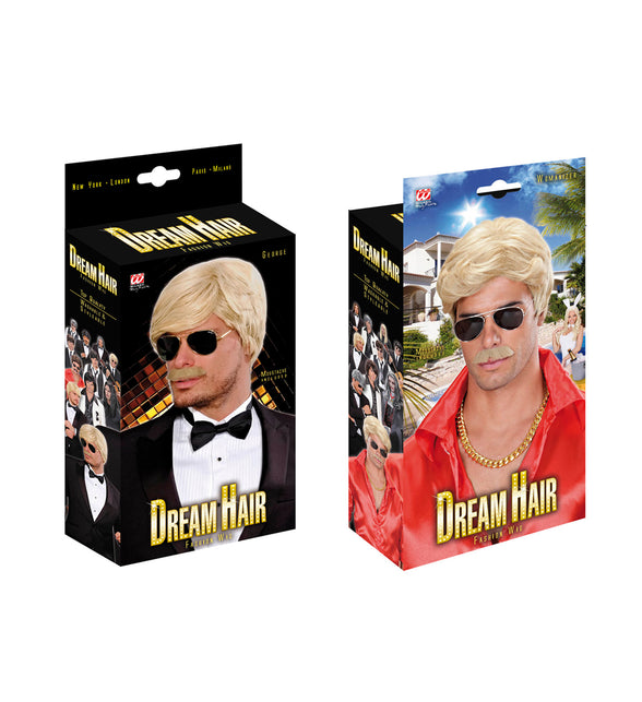 Widmann SRL pruik droomhaar playboy met snor blond
