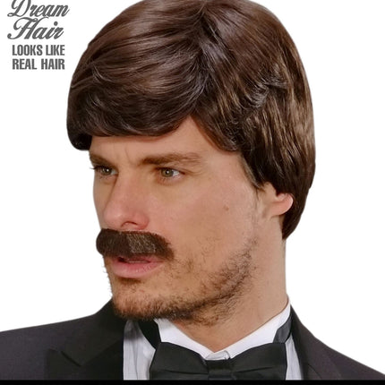 Widmann SRL pruik droomhaar playboy met snor bruin