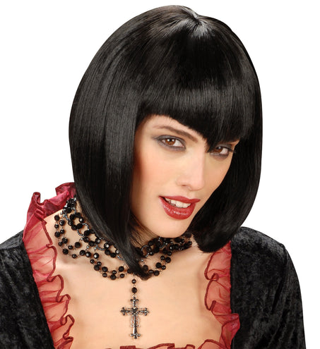 Widmann SRL pruik gothic vamp zwart