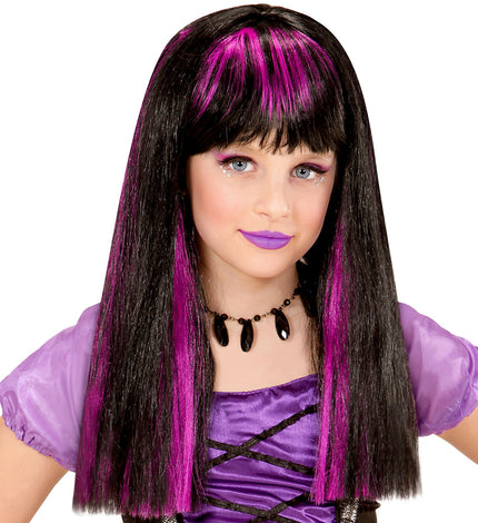 Widmann SRL Pruik, Heks Met Paarse Strepen Kind