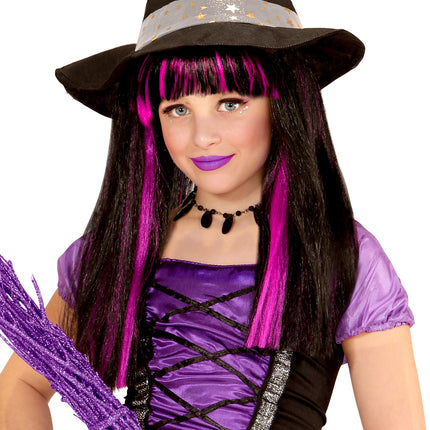 Widmann SRL Pruik, Heks Met Paarse Strepen Kind