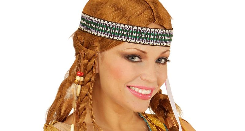 Widmann SRL Pruik indiaan Chippewa met hoofdband en veer