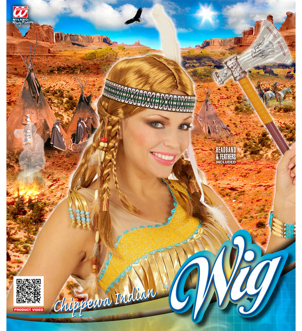 Widmann SRL Pruik indiaan Chippewa met hoofdband en veer