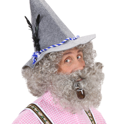 Widmann SRL pruik karakter met krullen en baard grijs