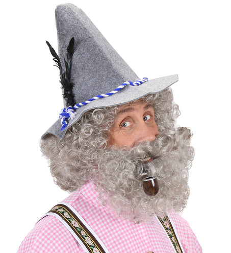 Widmann SRL pruik karakter met krullen en baard grijs