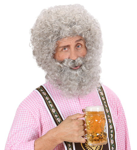 Widmann SRL pruik karakter met krullen en baard grijs