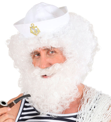 Widmann SRL pruik karakter met krullen en baard wit