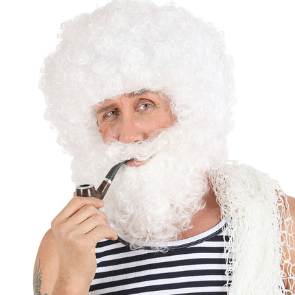Widmann SRL pruik karakter met krullen en baard wit