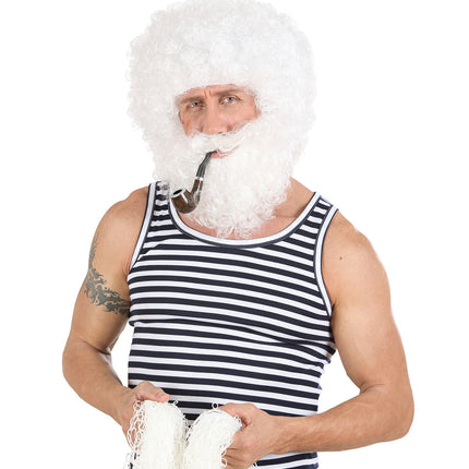 Widmann SRL pruik karakter met krullen en baard wit