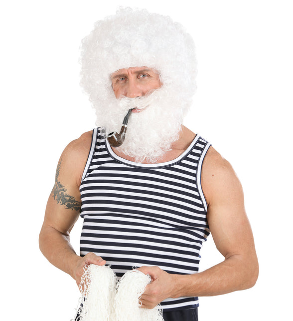 Widmann SRL pruik karakter met krullen en baard wit