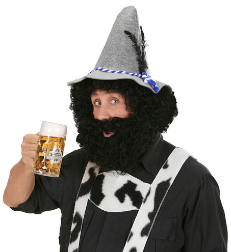 Widmann SRL pruik karakter met krullen en baard zwart