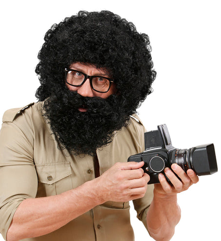 Widmann SRL pruik karakter met krullen en baard zwart