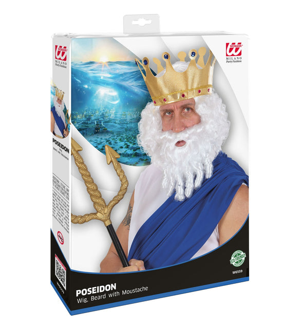 Widmann SRL pruik karakter met lokken en baard wit