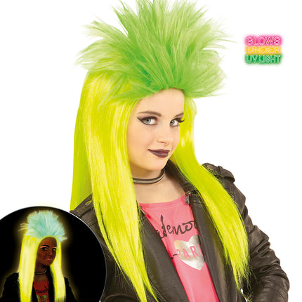 Widmann SRL Pruik, Kind Punk Geel/Groen