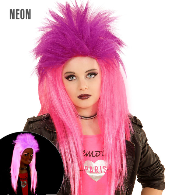 Widmann SRL Pruik kind punk roze en paars