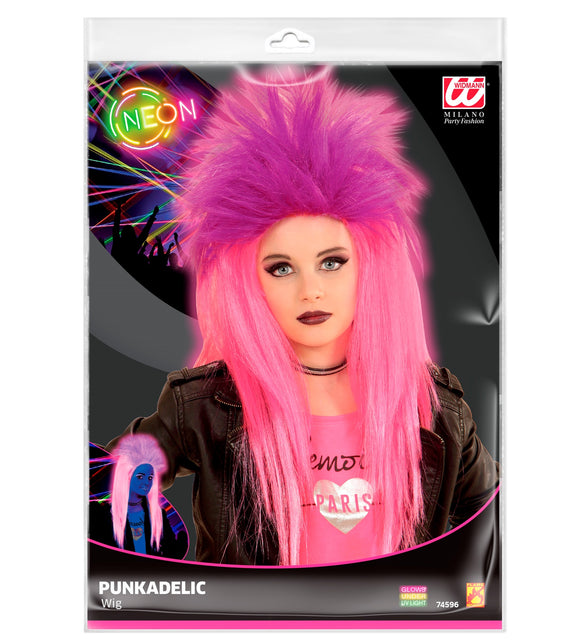 Widmann SRL Pruik kind punk roze en paars