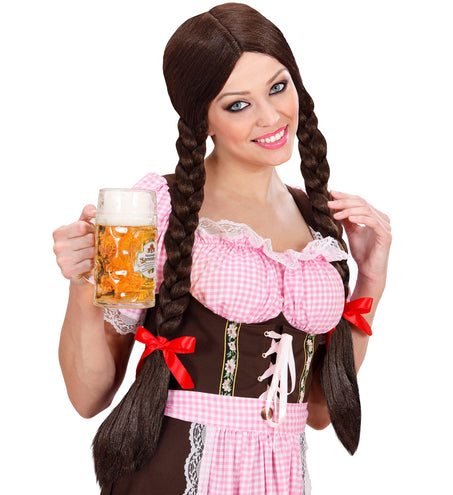 Widmann SRL pruik lange vlechten bruin