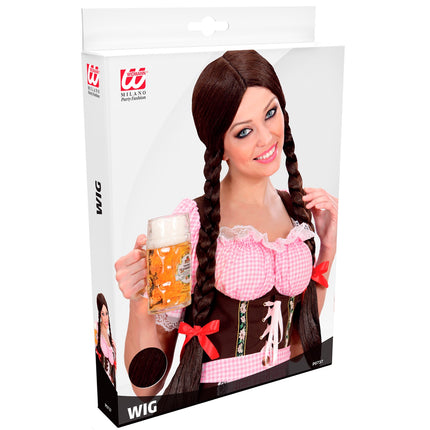 Widmann SRL pruik lange vlechten bruin