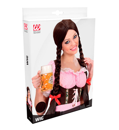 Widmann SRL pruik lange vlechten bruin