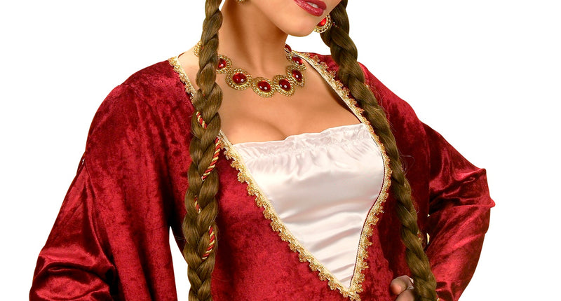 Widmann SRL pruik middeleeuwse koningin bruin in doos