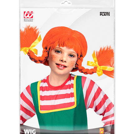 Widmann SRL Pruik Pipi met staartjes kinderen