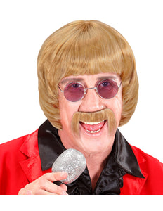 Widmann SRL pruik popster 60s blond met snor en bril