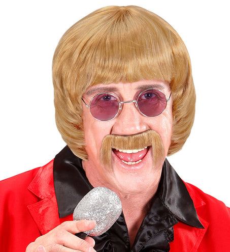 Widmann SRL pruik popster 60s blond met snor en bril