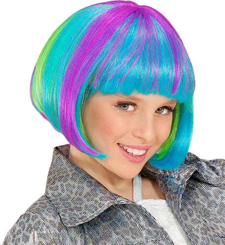 Widmann SRL Pruik popster kind in neon kleuren