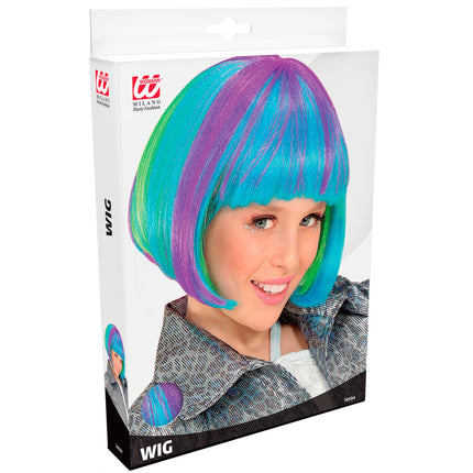 Widmann SRL Pruik popster kind in neon kleuren