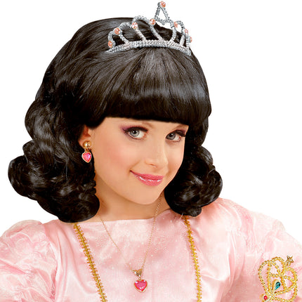 Widmann SRL Pruik, Prinses Zwart Met Kroon Kind