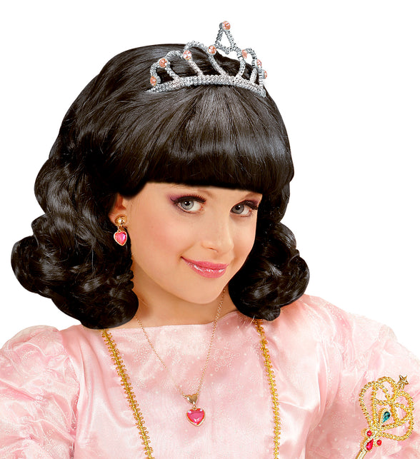 Widmann SRL Pruik, Prinses Zwart Met Kroon Kind