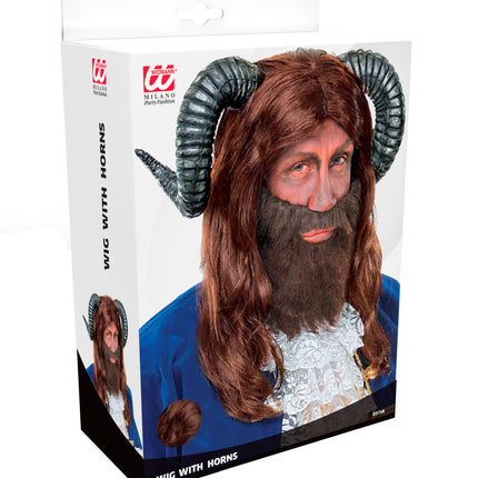 Widmann SRL Pruik ram met hoorns