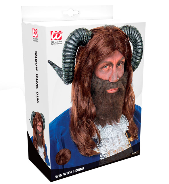 Widmann SRL Pruik ram met hoorns