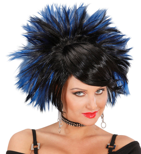 Widmann SRL Pruik Rock Prinses Zwart/Blauw